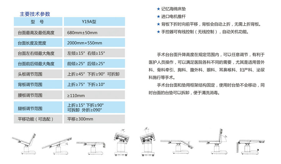 Y19A型 电动综合手术床